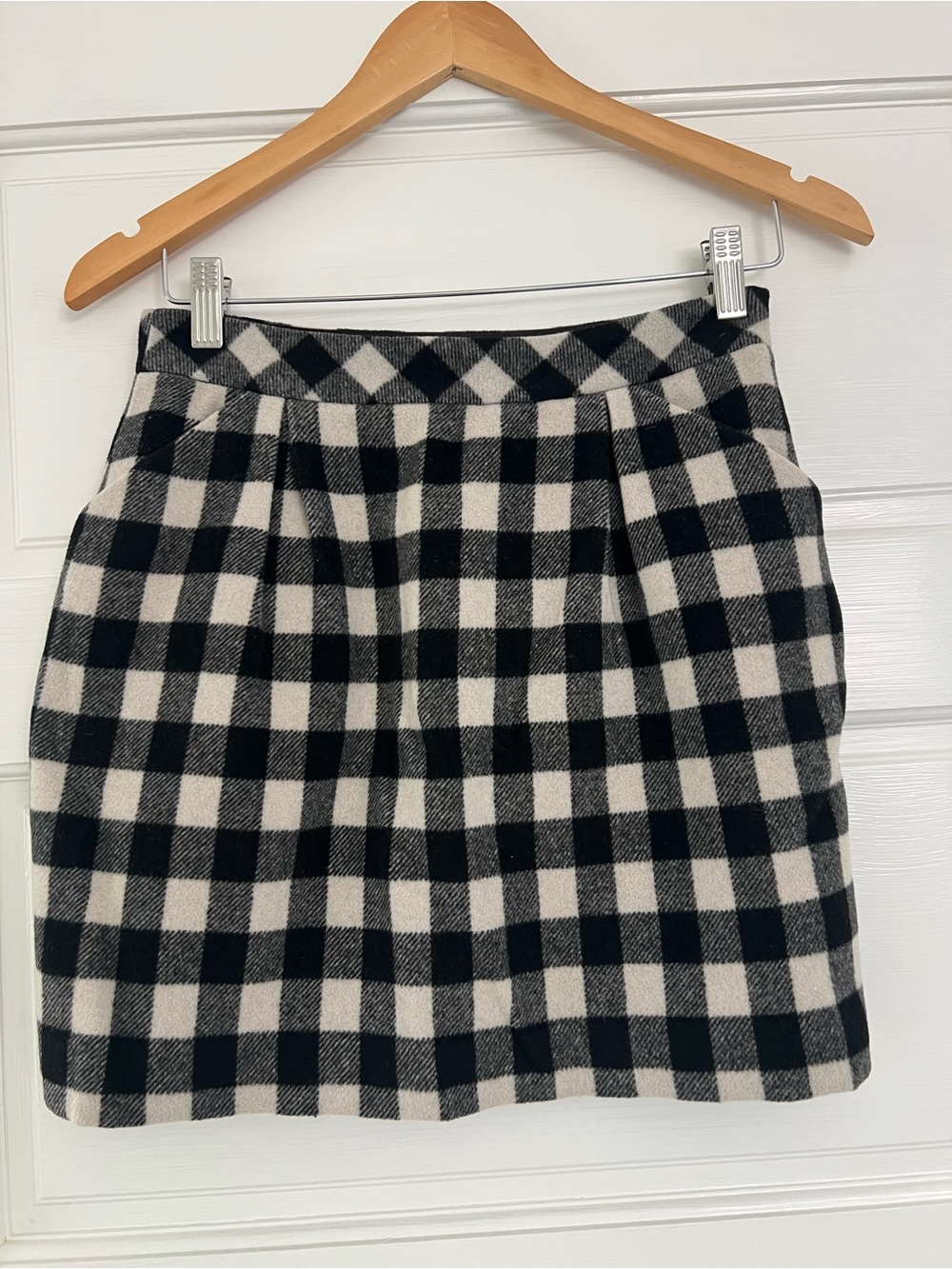 Club Monaco Black & White Check Mini Skirt, Wool